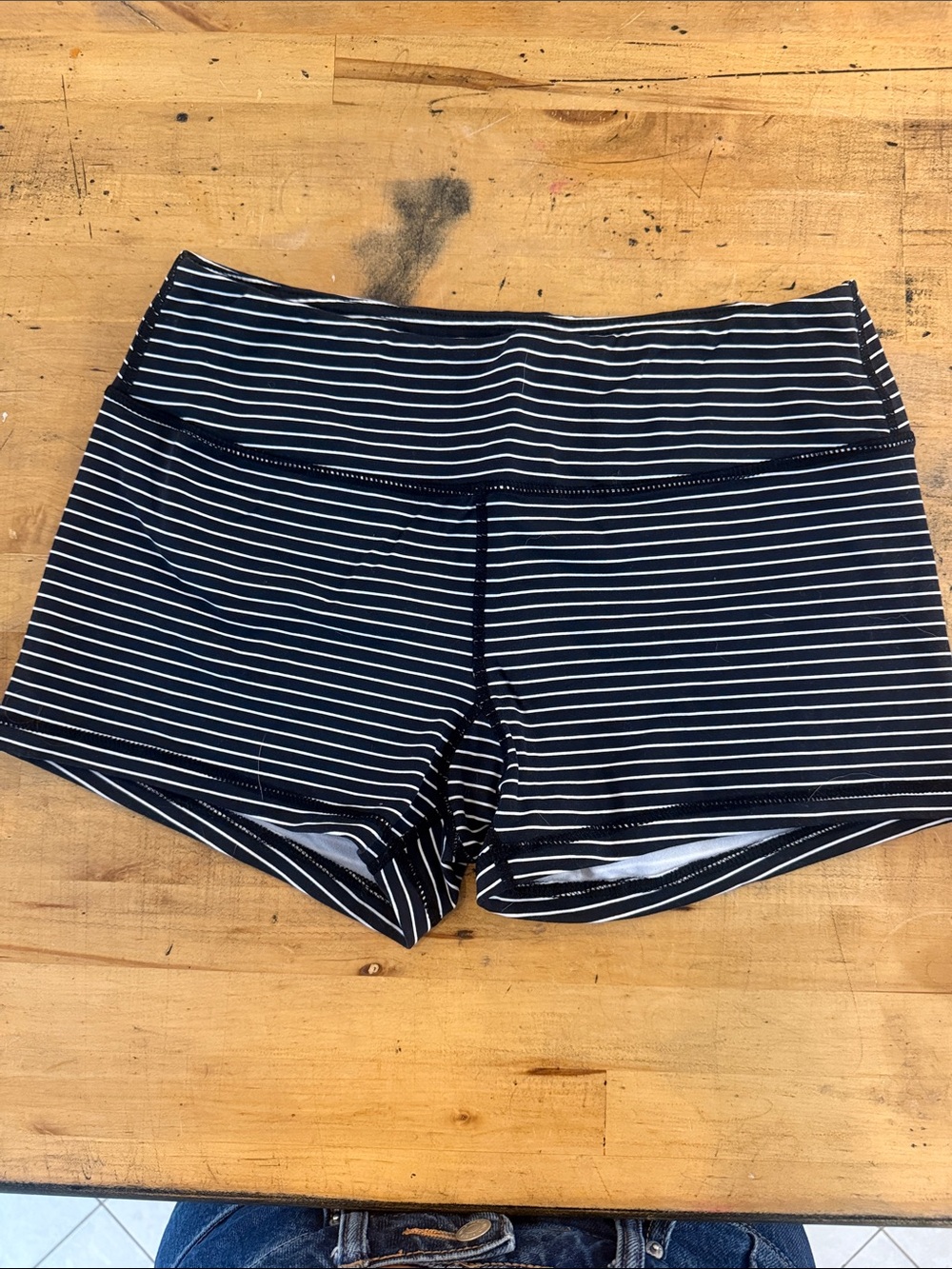 Savage Barbell Black and White Striped Bike Shorts